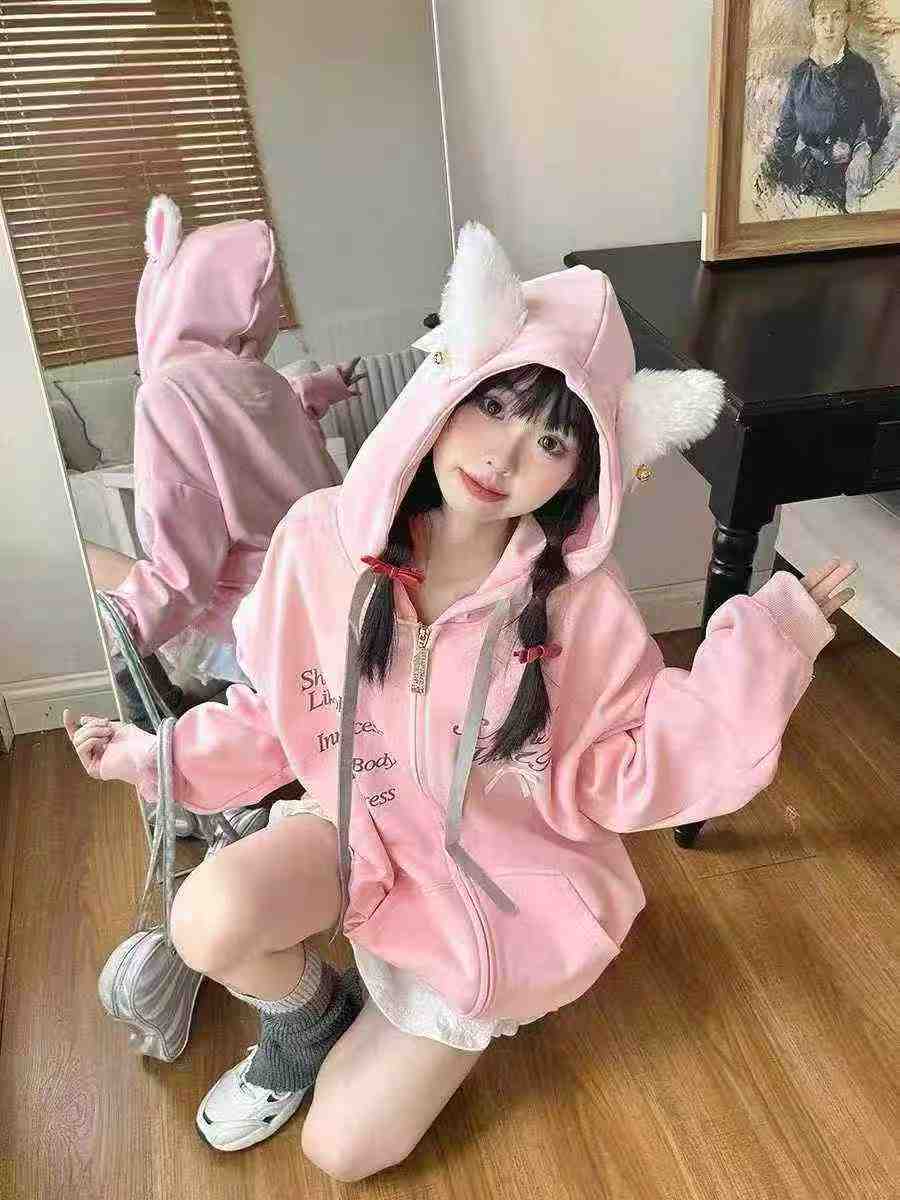 ۲۵۵ عدد سویشرت کاردیگان کلاهدار با گوش‌های گربه بامزه - Image 6