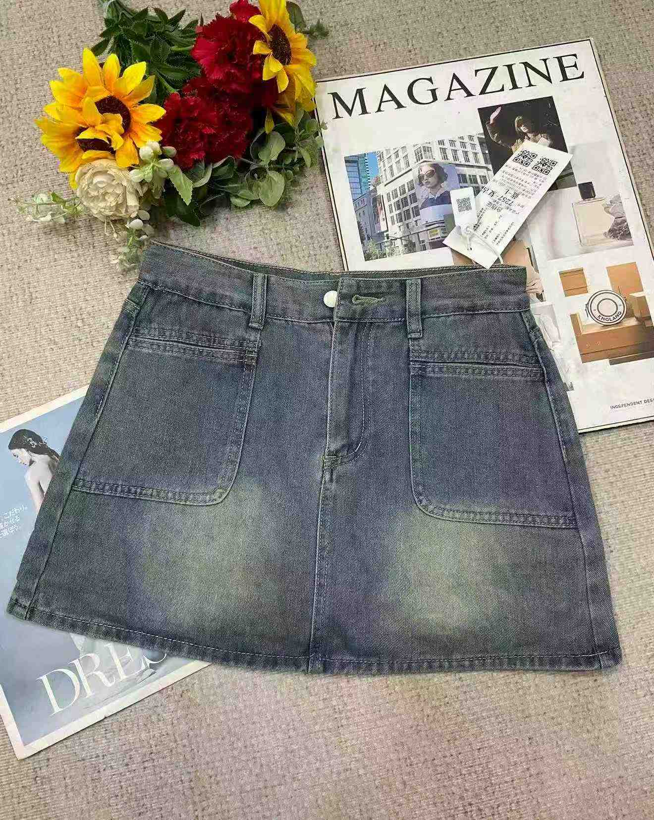 Chân váy denim cotton giặt cổ điển mẫu mới mùa hè, 300 chiếc - Image 2