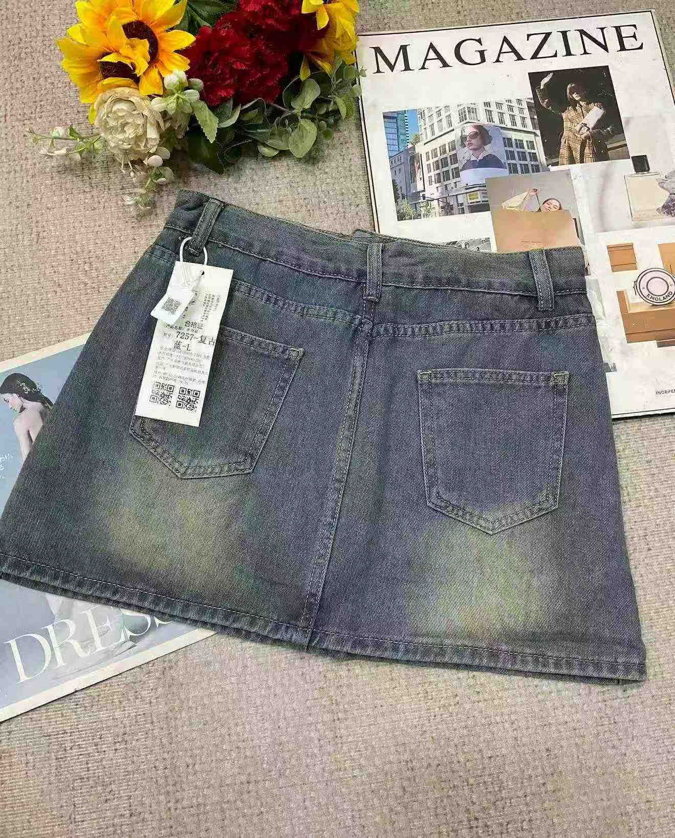 Chân váy denim cotton giặt cổ điển mẫu mới mùa hè, 300 chiếc - Image 3