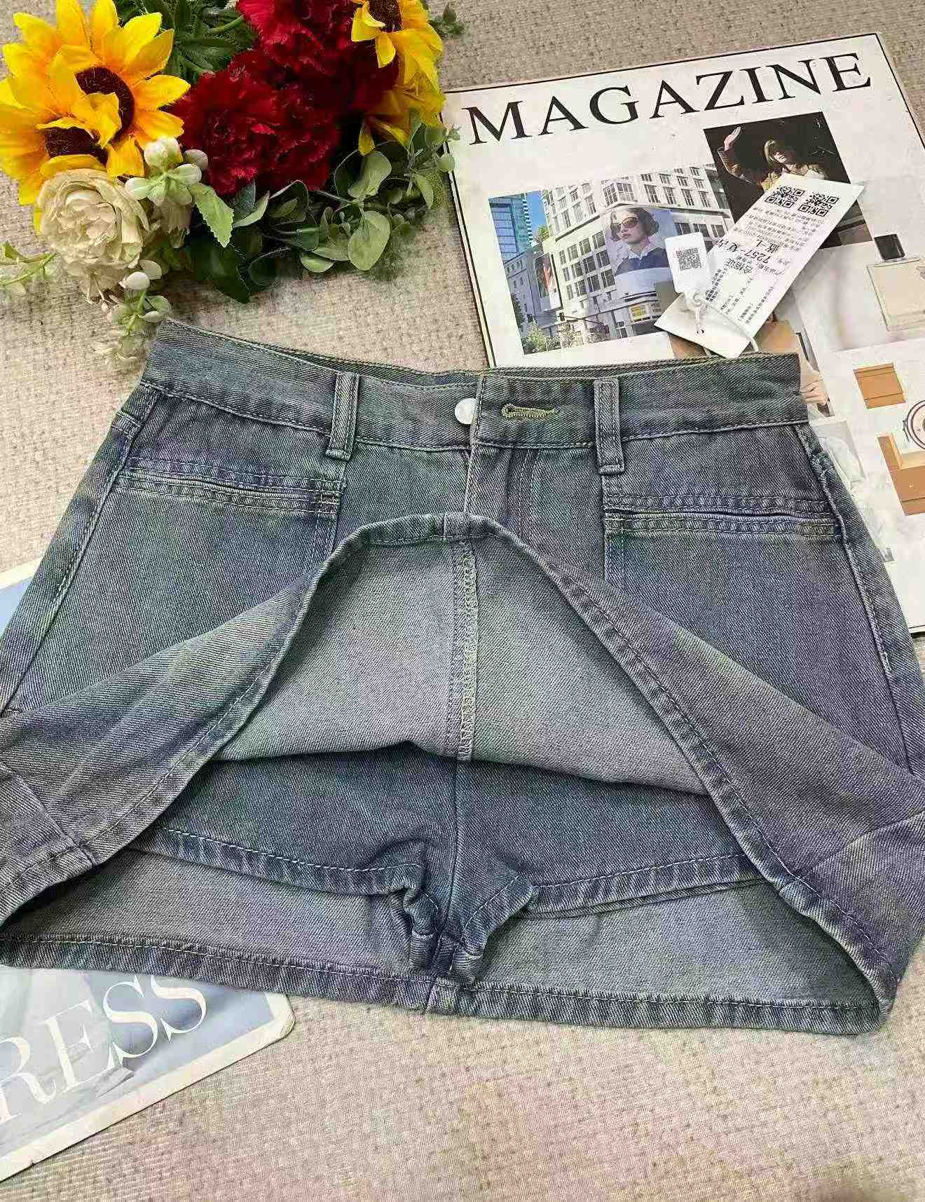 Chân váy denim cotton giặt cổ điển mẫu mới mùa hè, 300 chiếc - Image 4