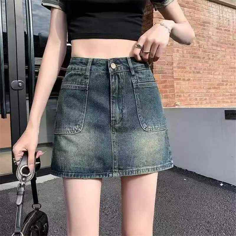 Chân váy denim cotton giặt cổ điển mẫu mới mùa hè, 300 chiếc - Image 7