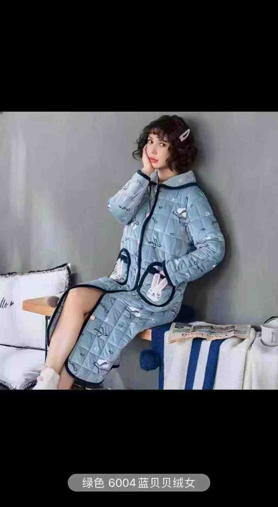 850 Pcs Women's Winter Long Thickened Three-layer Fleece Bathrobe Sleepwear M-XL Individually Packed Clearance - Image 6