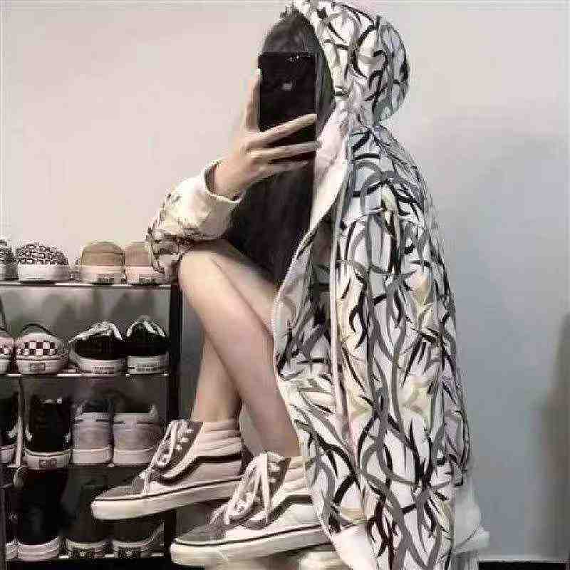 Spring Autumn Thorn Print Couple Hooded Zip Jacket 757pcs Size M-3XL - Image 3