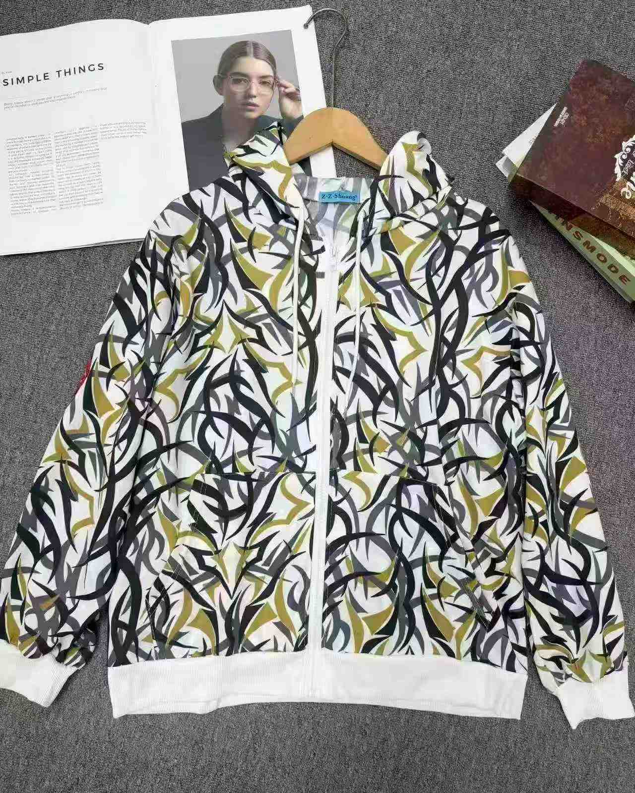 Spring Autumn Thorn Print Couple Hooded Zip Jacket 757pcs Size M-3XL - Image 8