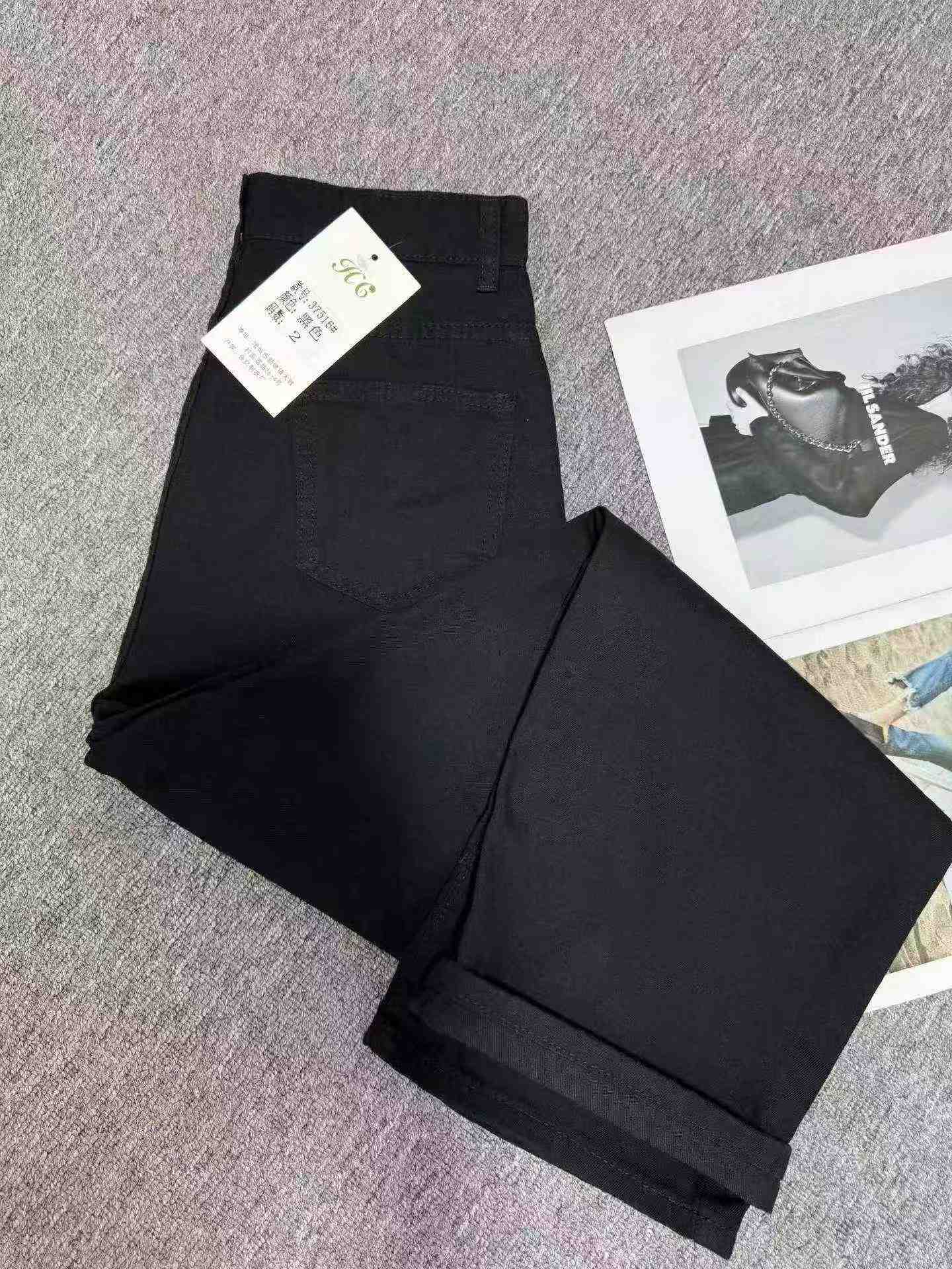 980 dona Tmall savdodan chiqarilgan dizayndagi qora yirtilgan keng oyoqli baland belli jinsi shimlar - Image 5