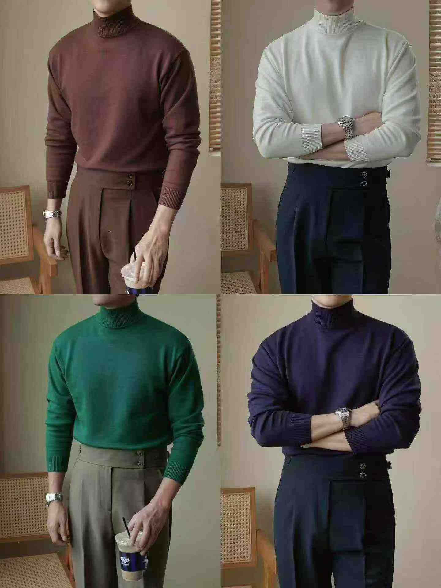 High Quality Autumn Winter Men's Warm Slim Knit Base Tops Around 900 Pieces - Image 7