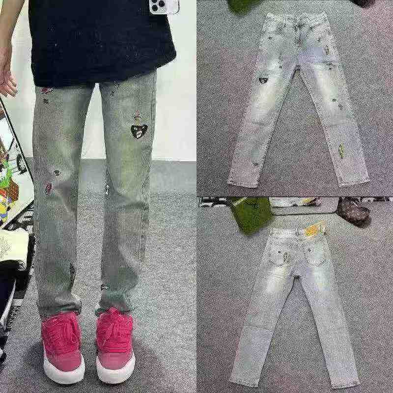 Sekitar 500 Potong Celana Jeans Lurus Musim Panas Pria Bermotif Bordir Model Slim Stretch Elastis - Image 2