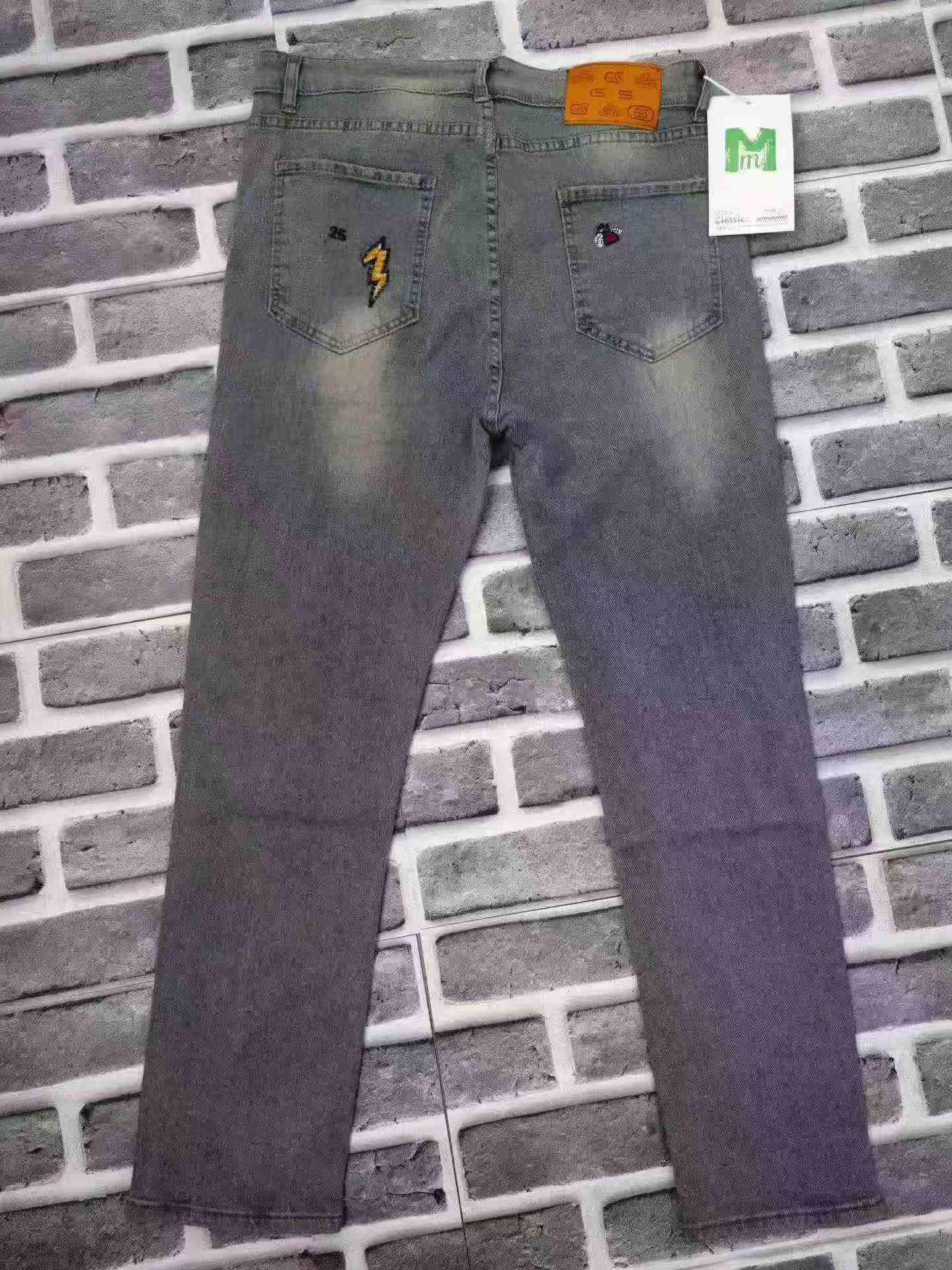 Sekitar 500 Potong Celana Jeans Lurus Musim Panas Pria Bermotif Bordir Model Slim Stretch Elastis - Image 4