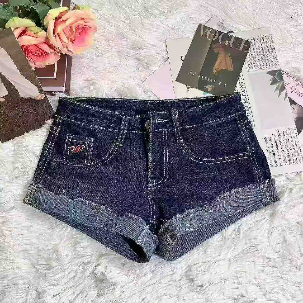 Summer New Retro Embroidered Low Waist Stretch Denim Shorts, About 1100 Pieces - Image 2
