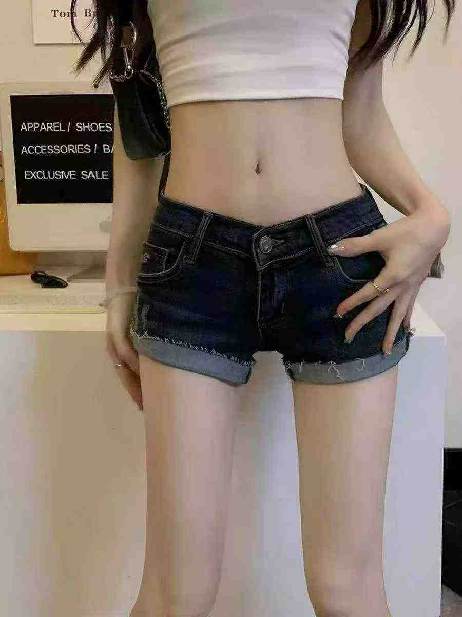 Summer New Retro Embroidered Low Waist Stretch Denim Shorts, About 1100 Pieces - Image 5