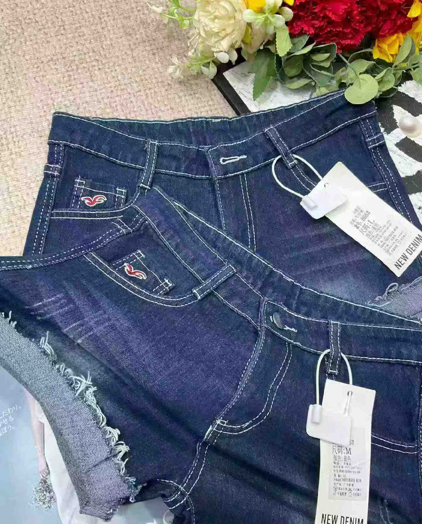 Summer New Retro Embroidered Low Waist Stretch Denim Shorts, About 1100 Pieces - Image 8