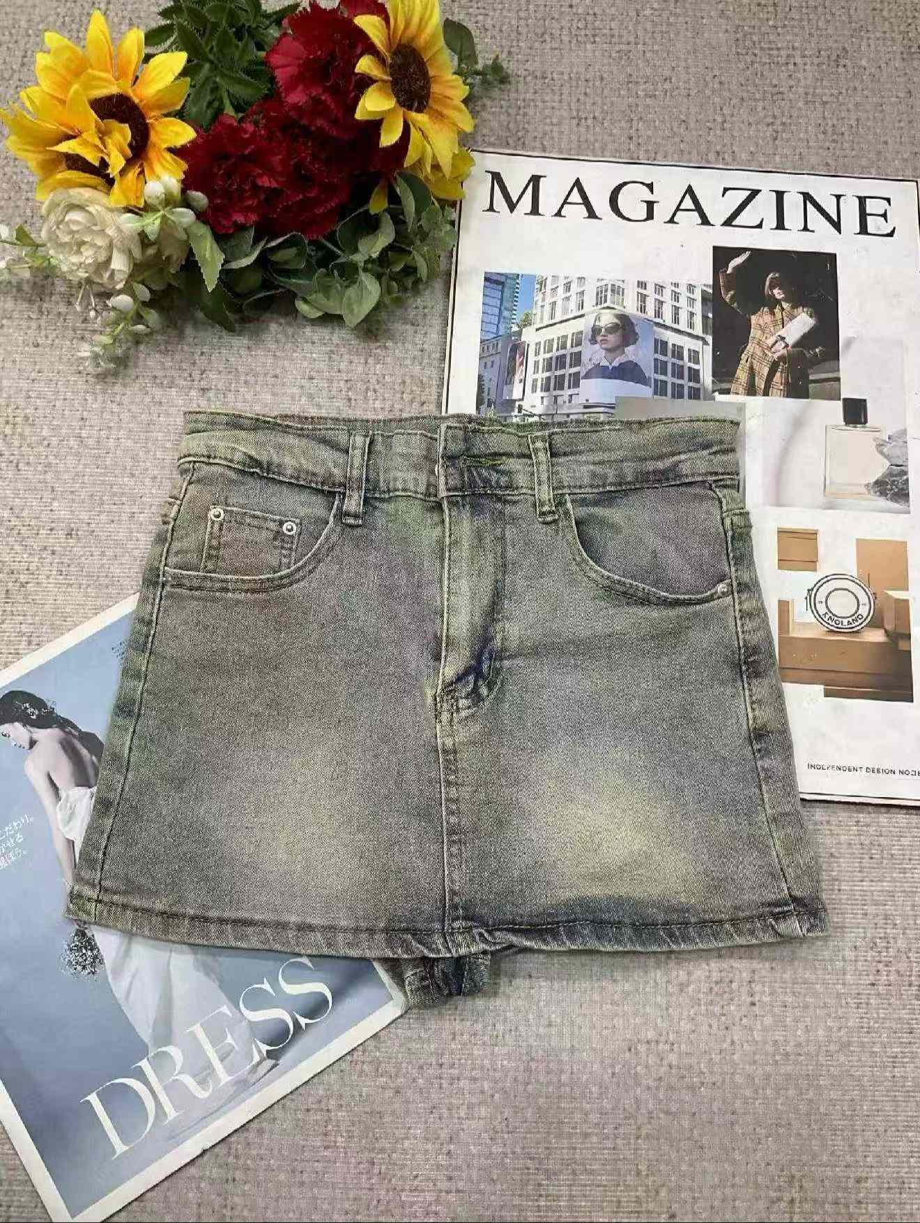 Women's Summer Vintage High Waist Denim Mini Skirt, 410 Pieces - Image 2