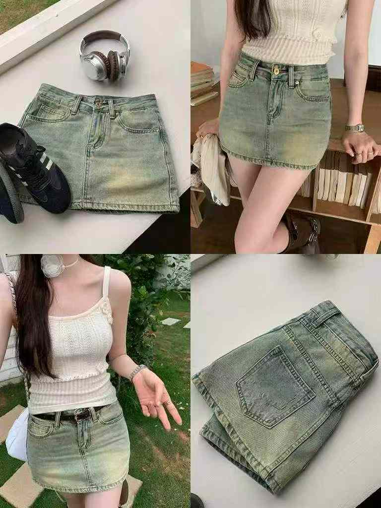 Women's Summer Vintage High Waist Denim Mini Skirt, 410 Pieces - Image 4