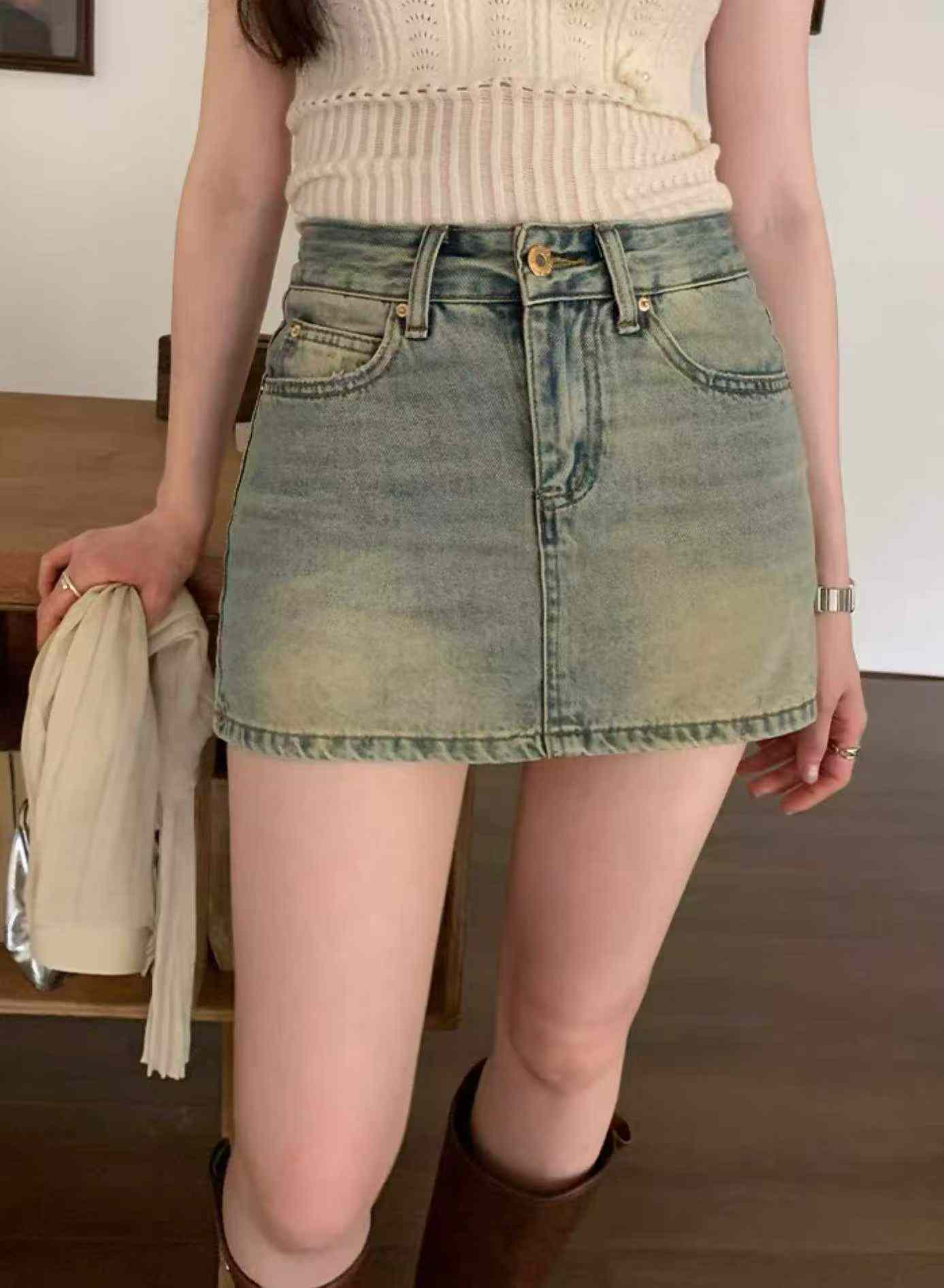 Women's Summer Vintage High Waist Denim Mini Skirt, 410 Pieces - Image 5