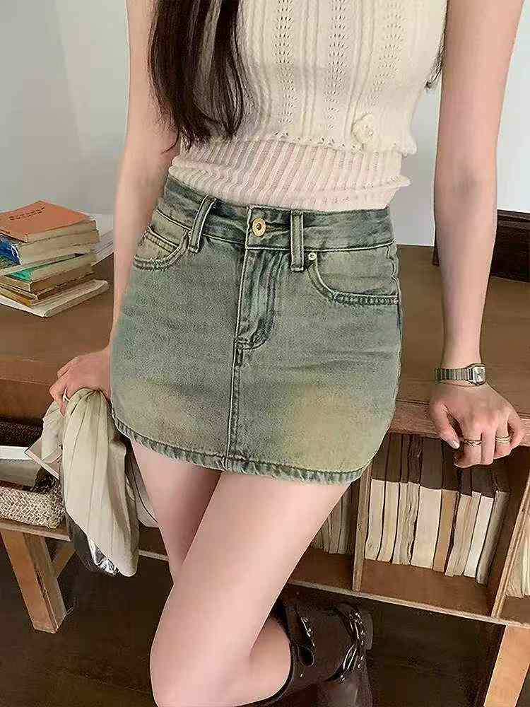 Women's Summer Vintage High Waist Denim Mini Skirt, 410 Pieces - Image 6