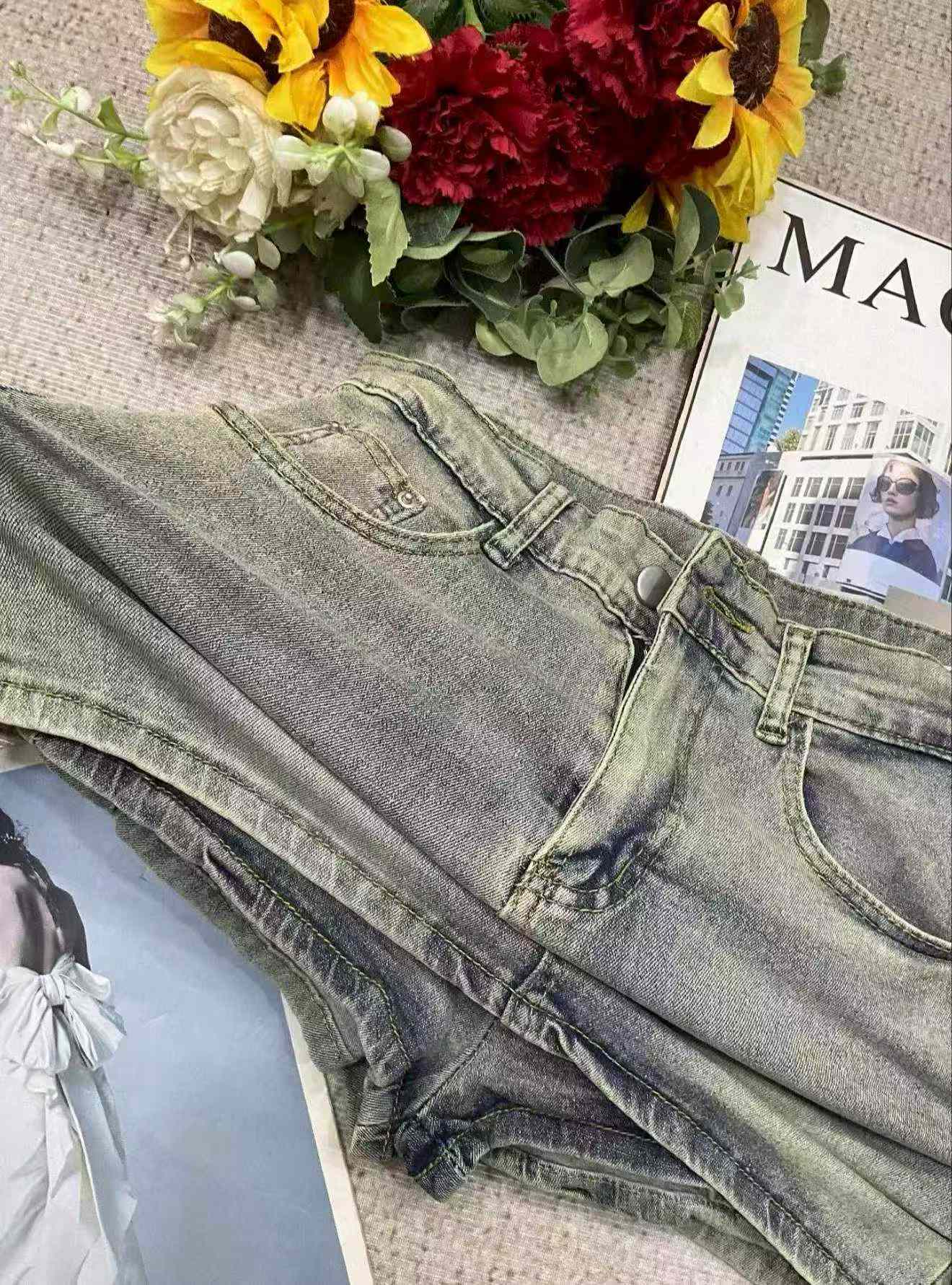 Women's Summer Vintage High Waist Denim Mini Skirt, 410 Pieces - Image 9