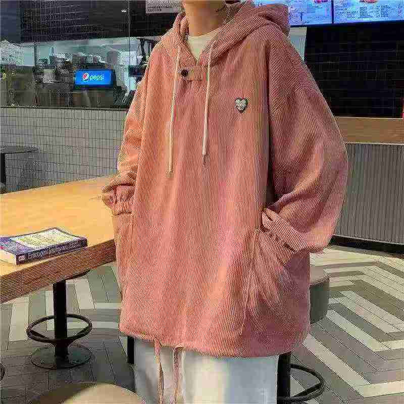 389 Piezas de Chaqueta Sudadera Holgada de Pana con Capucha para Hombre de Estilo Pareja - Image 2