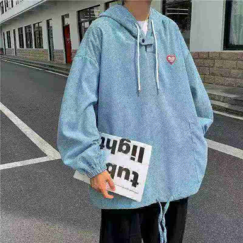 389 Piezas de Chaqueta Sudadera Holgada de Pana con Capucha para Hombre de Estilo Pareja - Image 6