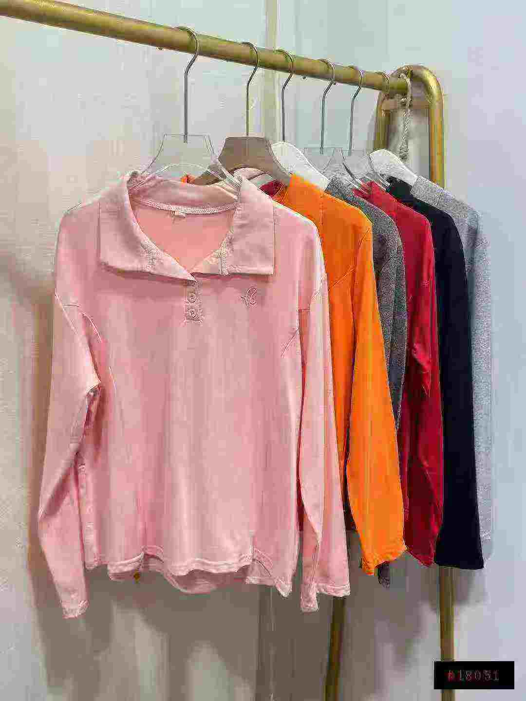 春秋款纯色长袖翻领POLO衫，共1740件，尺码S-2XL，独立包装 - Image 2