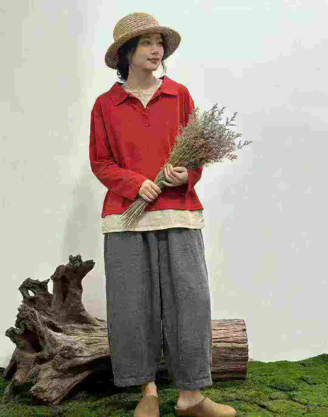 Blouse pour femme à col polo, manches longues, en tissu stretch confortable, 1960 pièces - Image 3