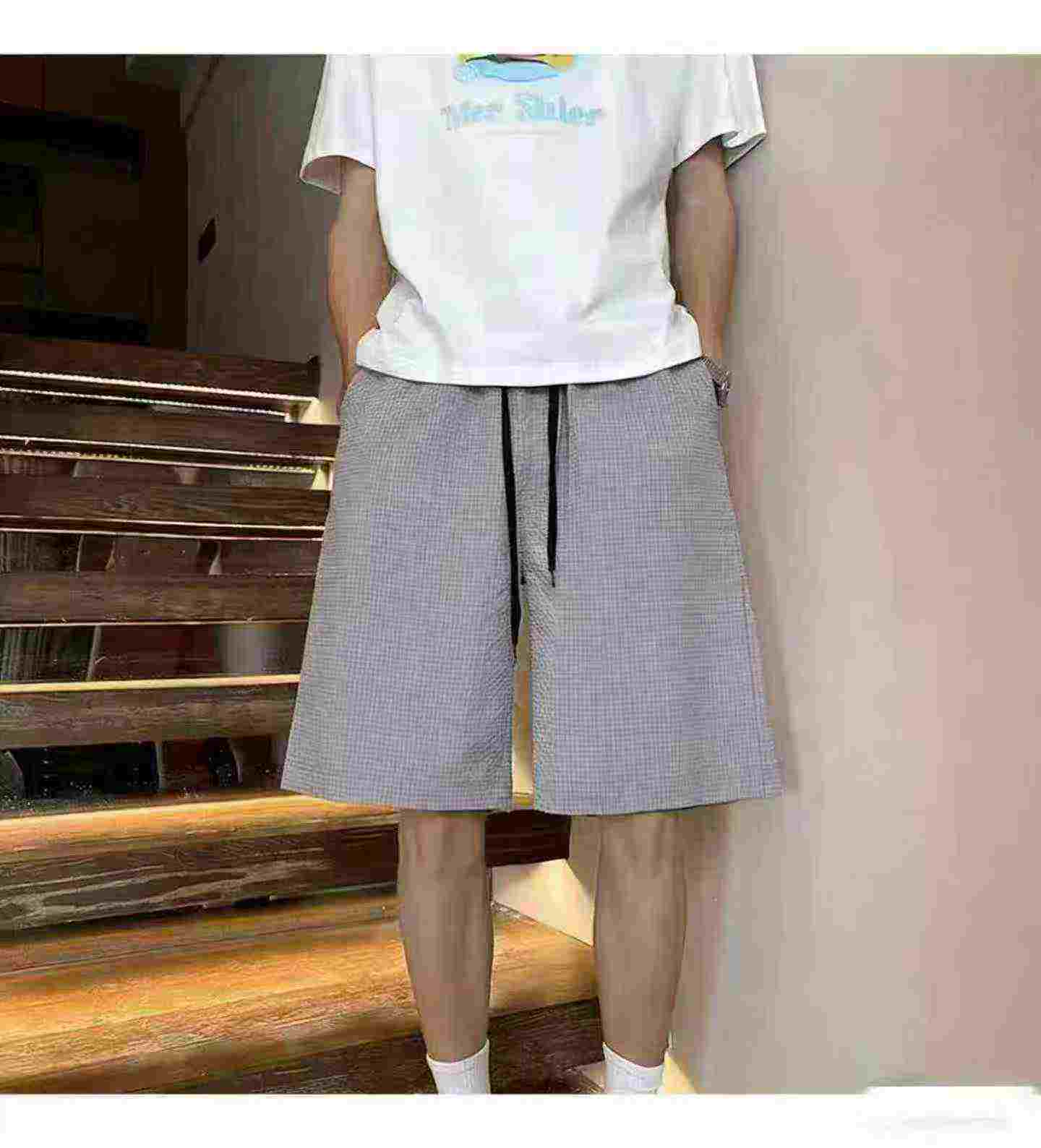 Men's Wrinkled Seersucker Loose Casual Summer Shorts 605PCS - Image 2