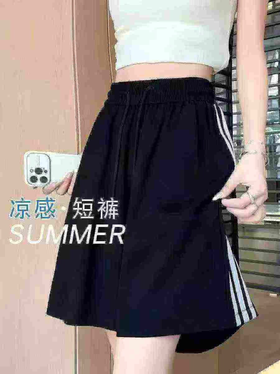 Black Women's Loose High Waist Ice Silk Sports Shorts 370PCS Size M-XXL - Image 2