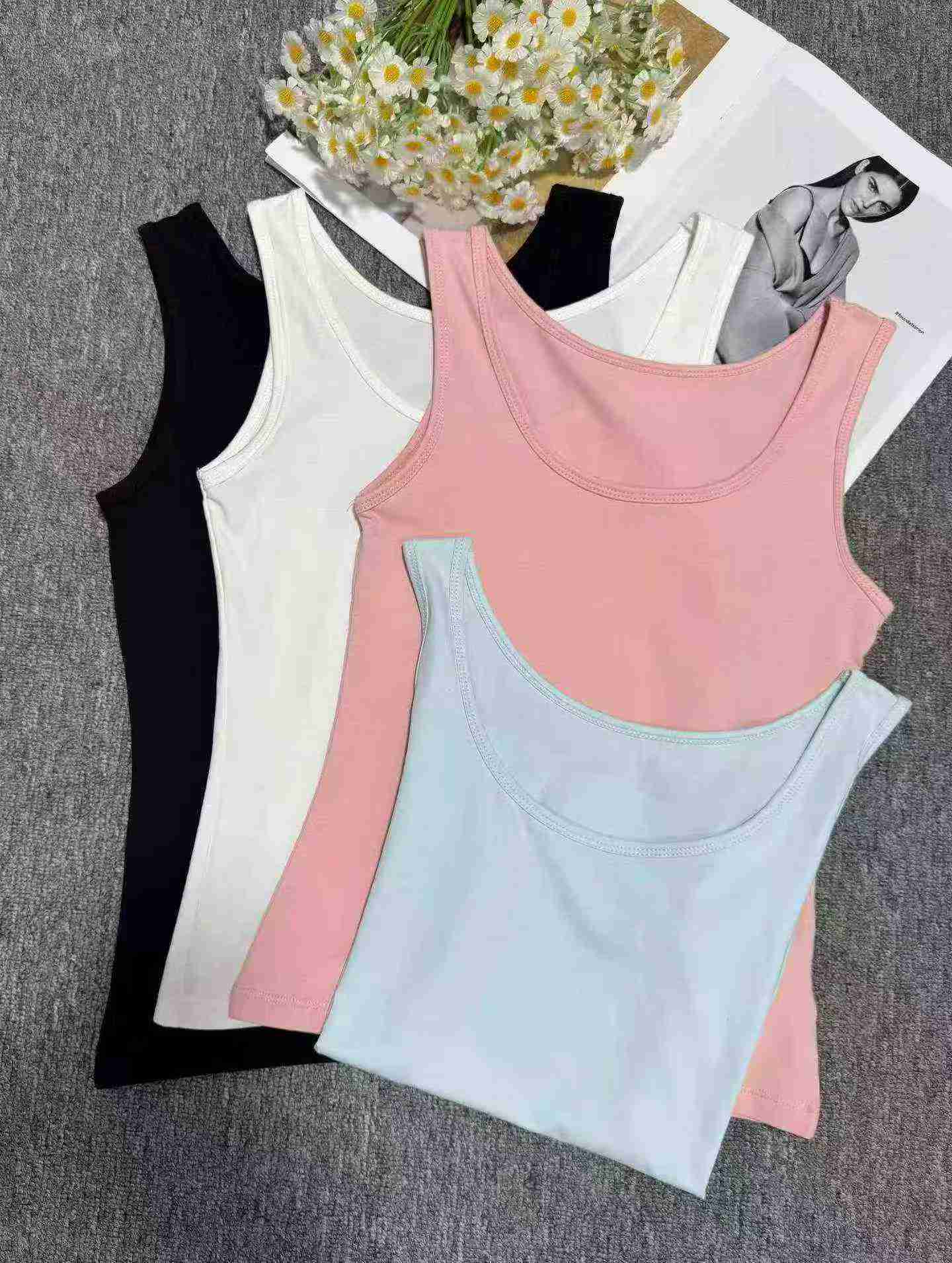 640 Buah Rompi Tanpa Lengan Cropped Katun Polos Gaya Korea - Image 5