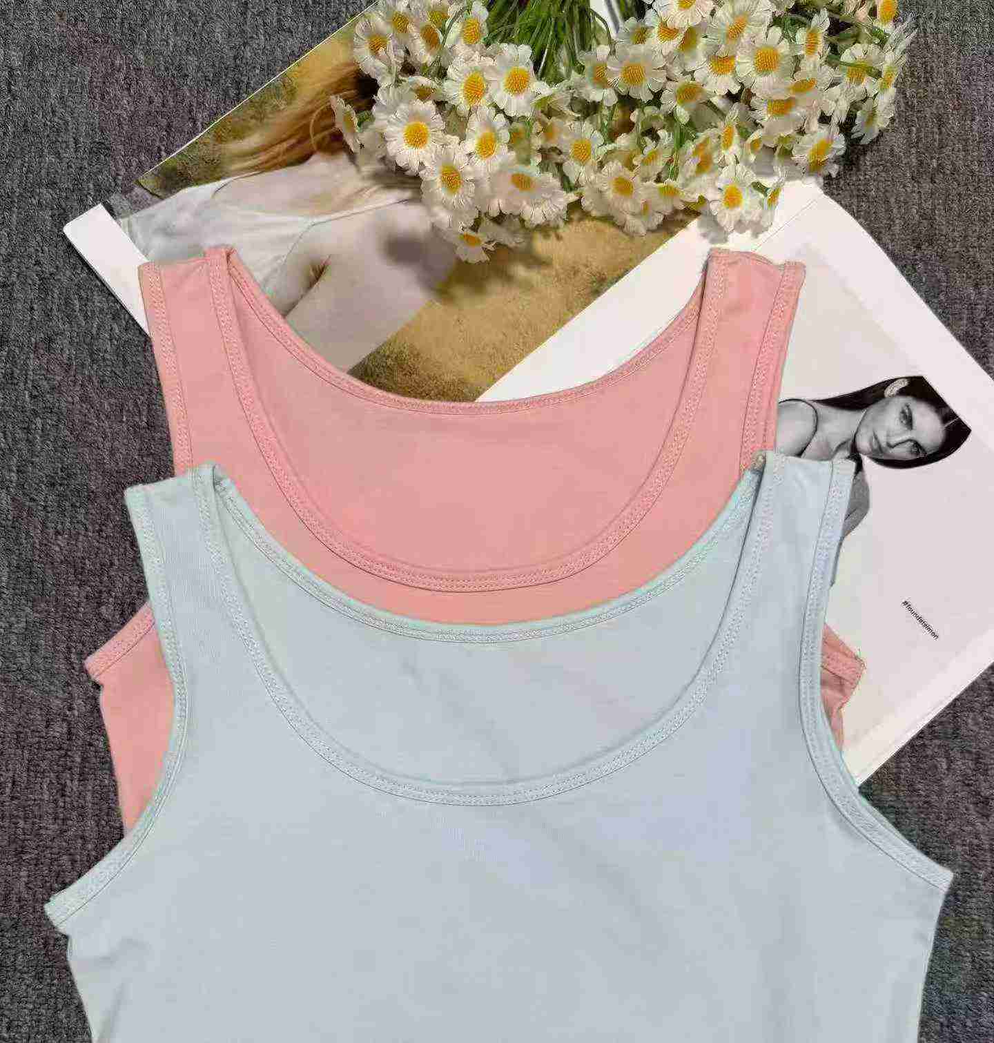 640 Buah Rompi Tanpa Lengan Cropped Katun Polos Gaya Korea - Image 9