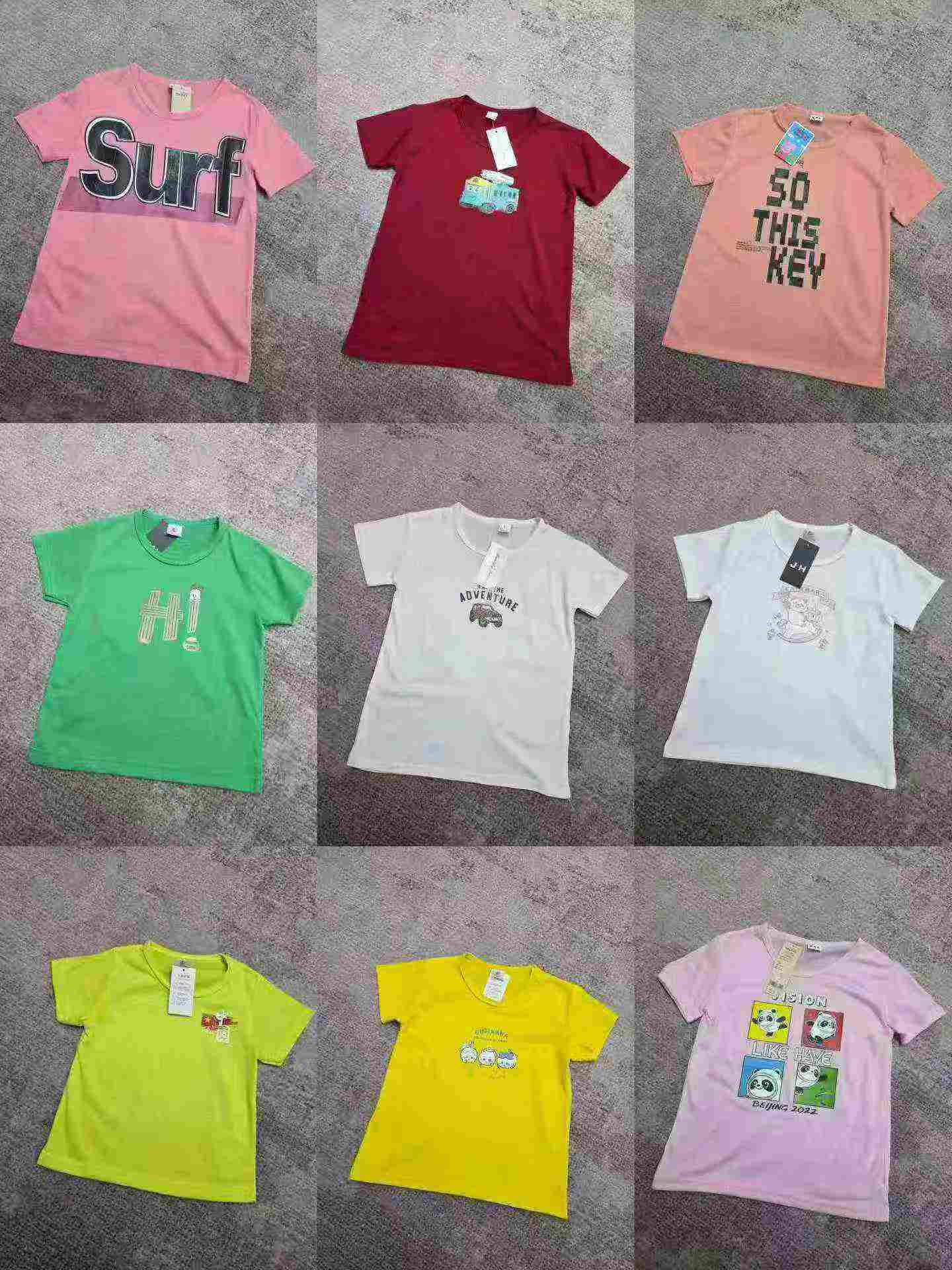 35 000 pièces de t-shirts pour enfants à manches courtes en coton de couleurs bonbon - Image 2