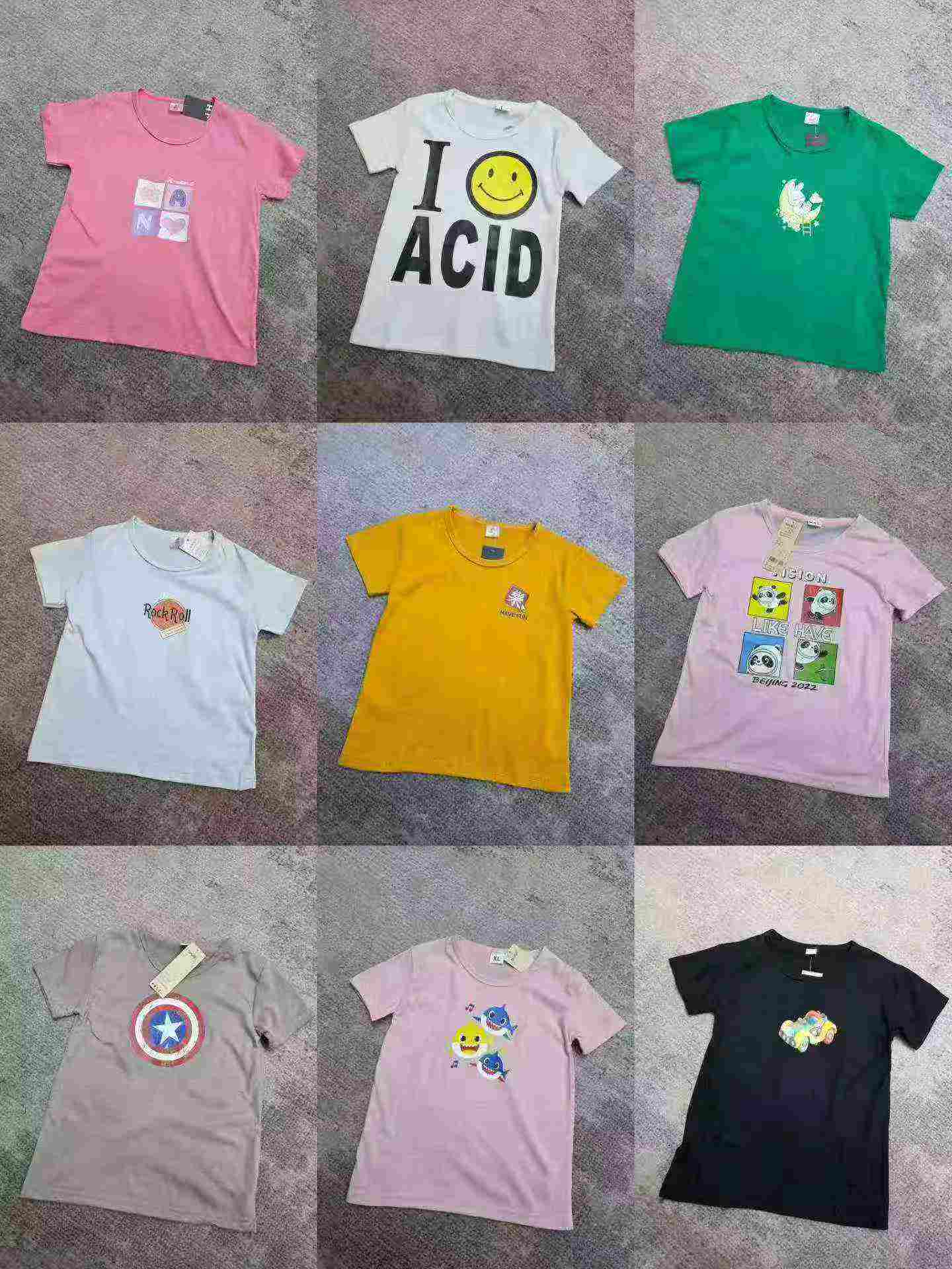 35 000 pièces de t-shirts pour enfants à manches courtes en coton de couleurs bonbon - Image 3