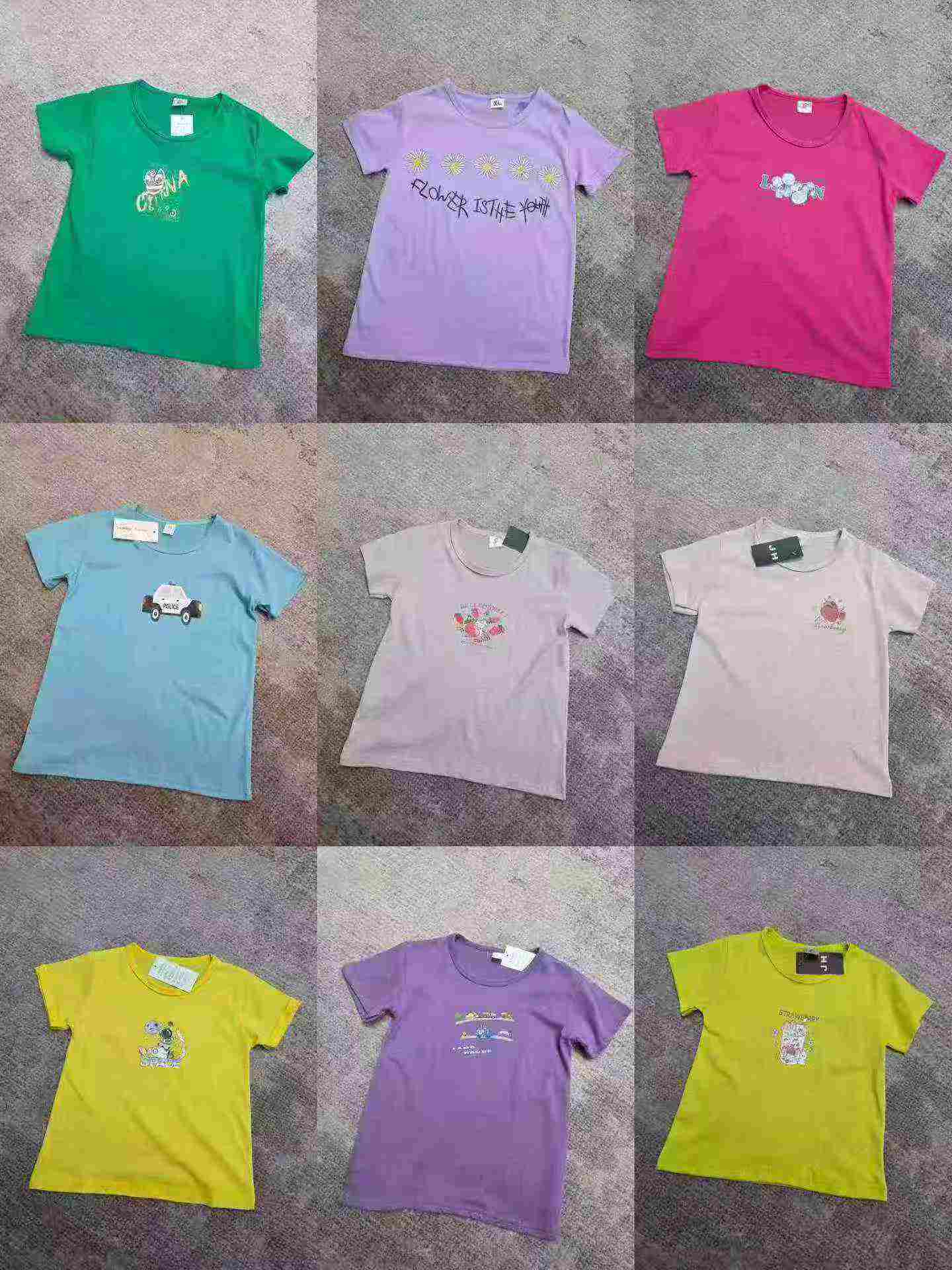 35 000 pièces de t-shirts pour enfants à manches courtes en coton de couleurs bonbon - Image 4