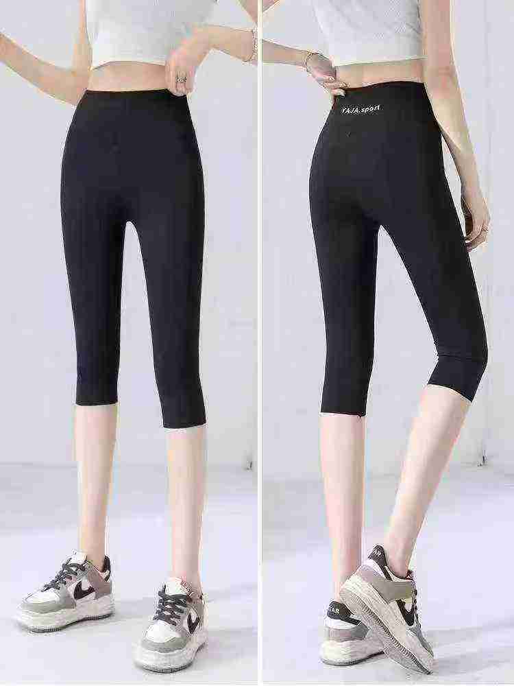 Quần legging yoga nữ mùa hè mặc ngoài chất Modal, eo cao liền khối nâng mông kiểu cắt ngắn, 786 chiếc, kích cỡ M-L, đóng gói riêng lẻ - Image 2