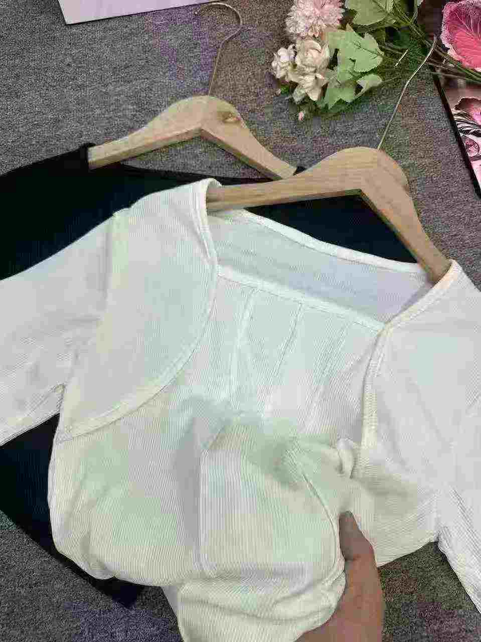 2025 Summer Women's Ice Silk Rib Square Neck Slim Cropped Short Sleeve T-shirt, About 1000 Pieces - Image 5