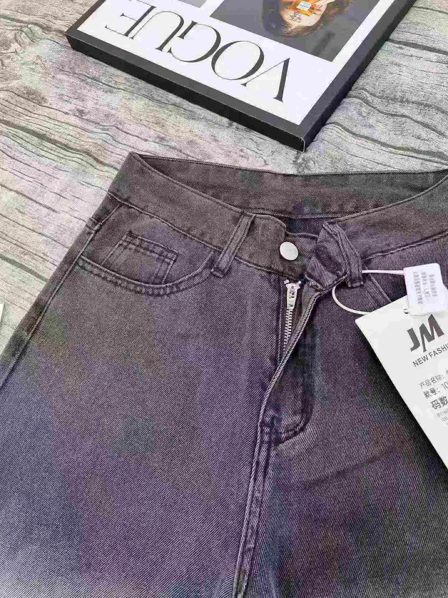 1100 Buah Celana Kaki Lebar Denim Lyocell Pinggang Tinggi Gradasi - Image 7