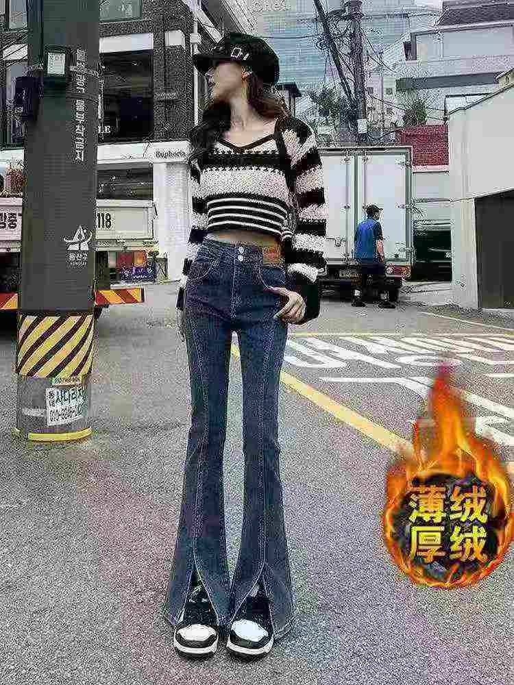 Women's Fleece Thickened Flared Jeans, 1360 Pieces Whole Lot - Image 3