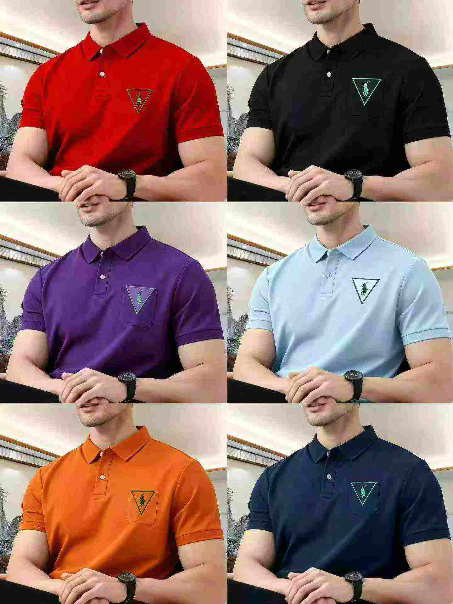 Camisas Polo Masculinas de Cor Sólida, com Manga Curta e Gola Lapela, Total de 2747 Peças - Image 2