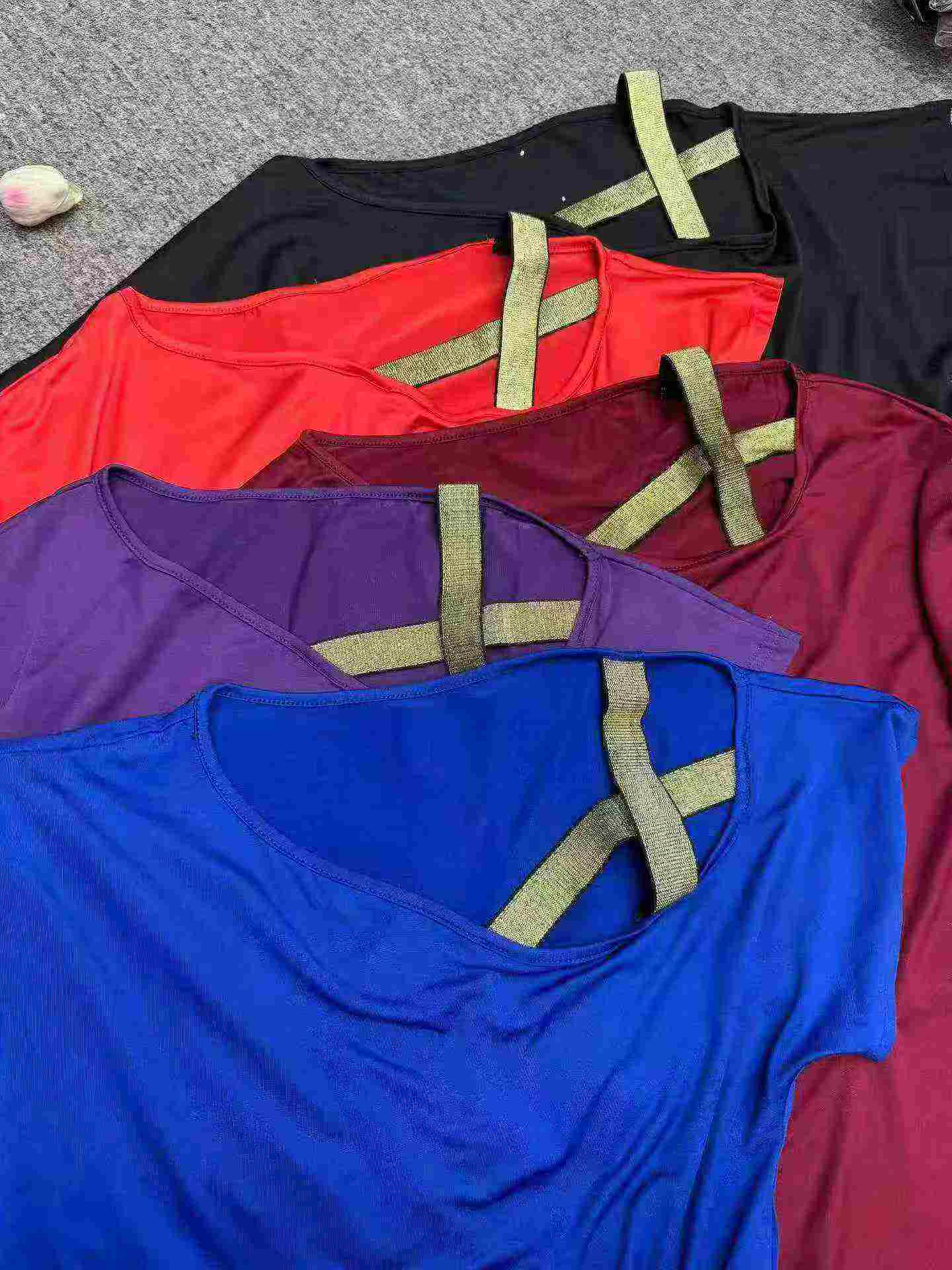 1300 Pcs Clearance Popular European American Casual Cross Off-shoulder Cotton Short Sleeve T-shirts - Image 8