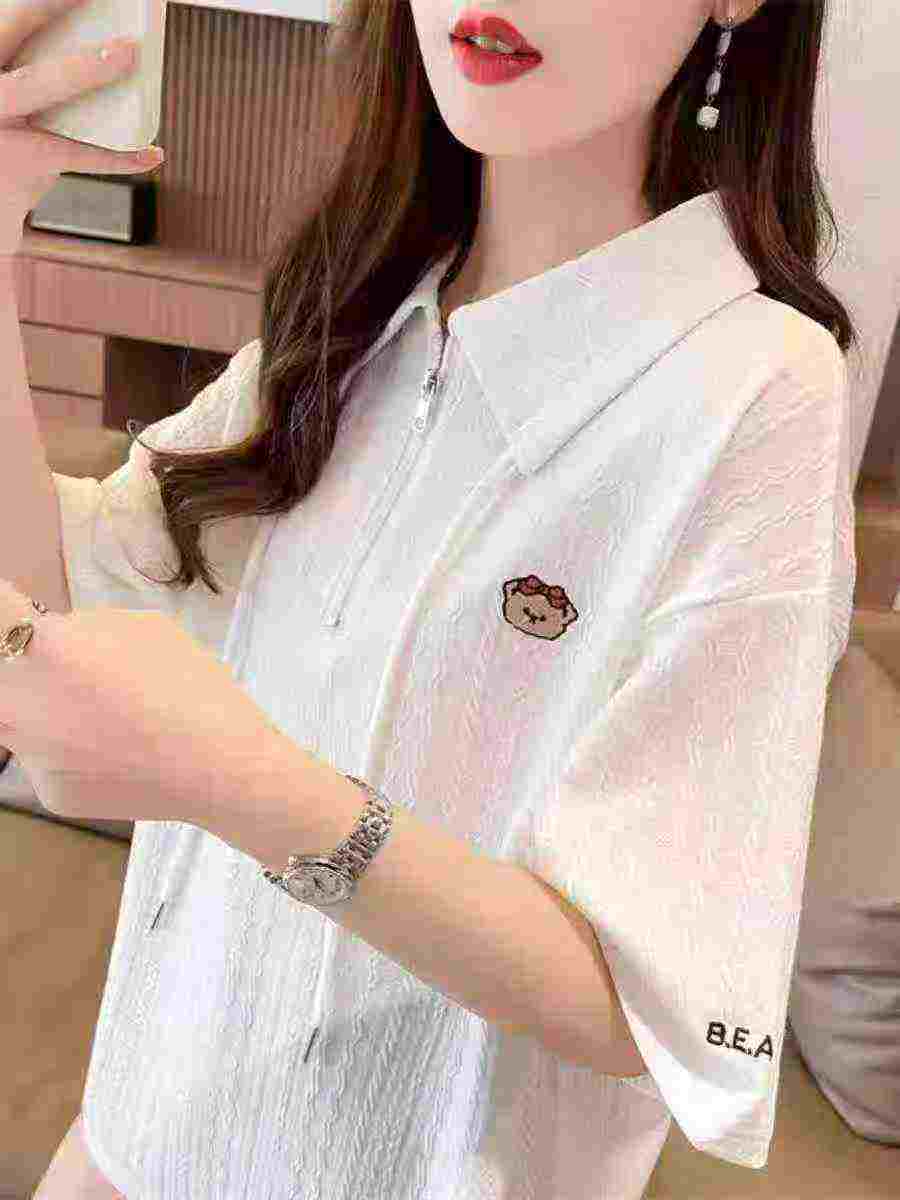 Women's Polo Collar Loose Short Sleeve T-shirt, 301 Pieces - Image 2