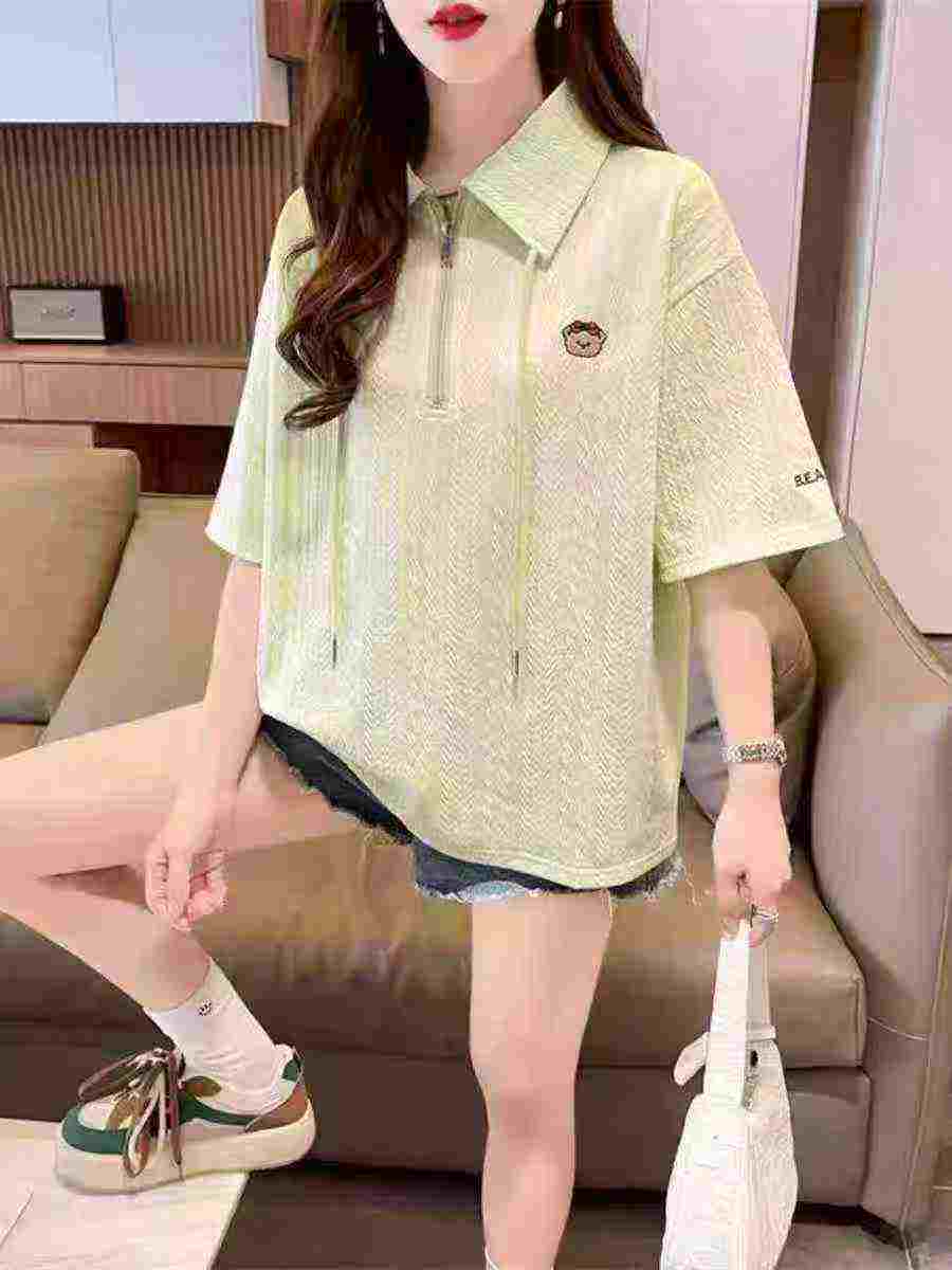 Women's Polo Collar Loose Short Sleeve T-shirt, 301 Pieces - Image 5