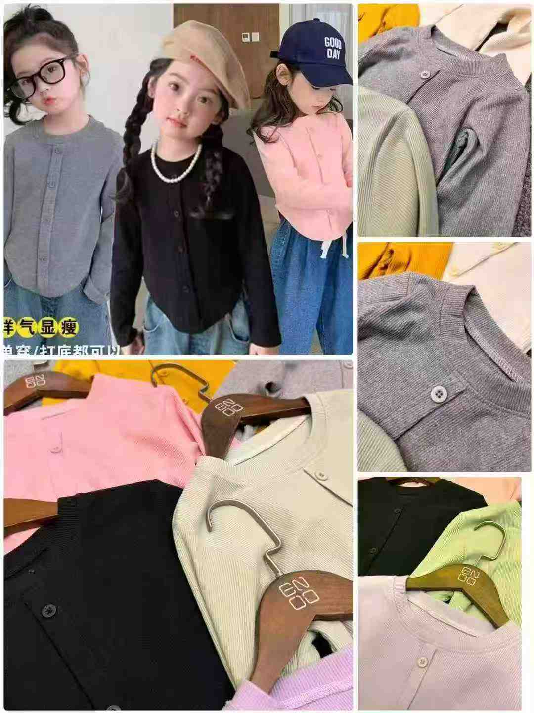 11 550 Pièces T-shirts colorés à manches longues pour filles, hauts de base d'automne pour enfants - Image 2