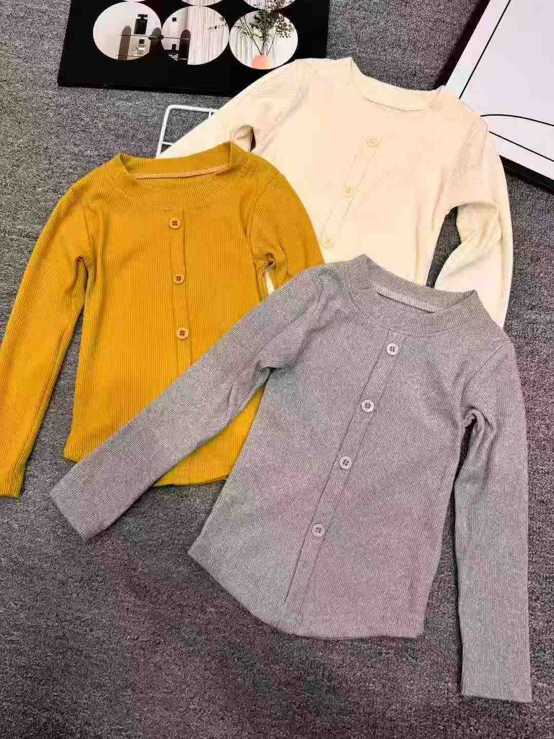 11 550 Pièces T-shirts colorés à manches longues pour filles, hauts de base d'automne pour enfants - Image 5