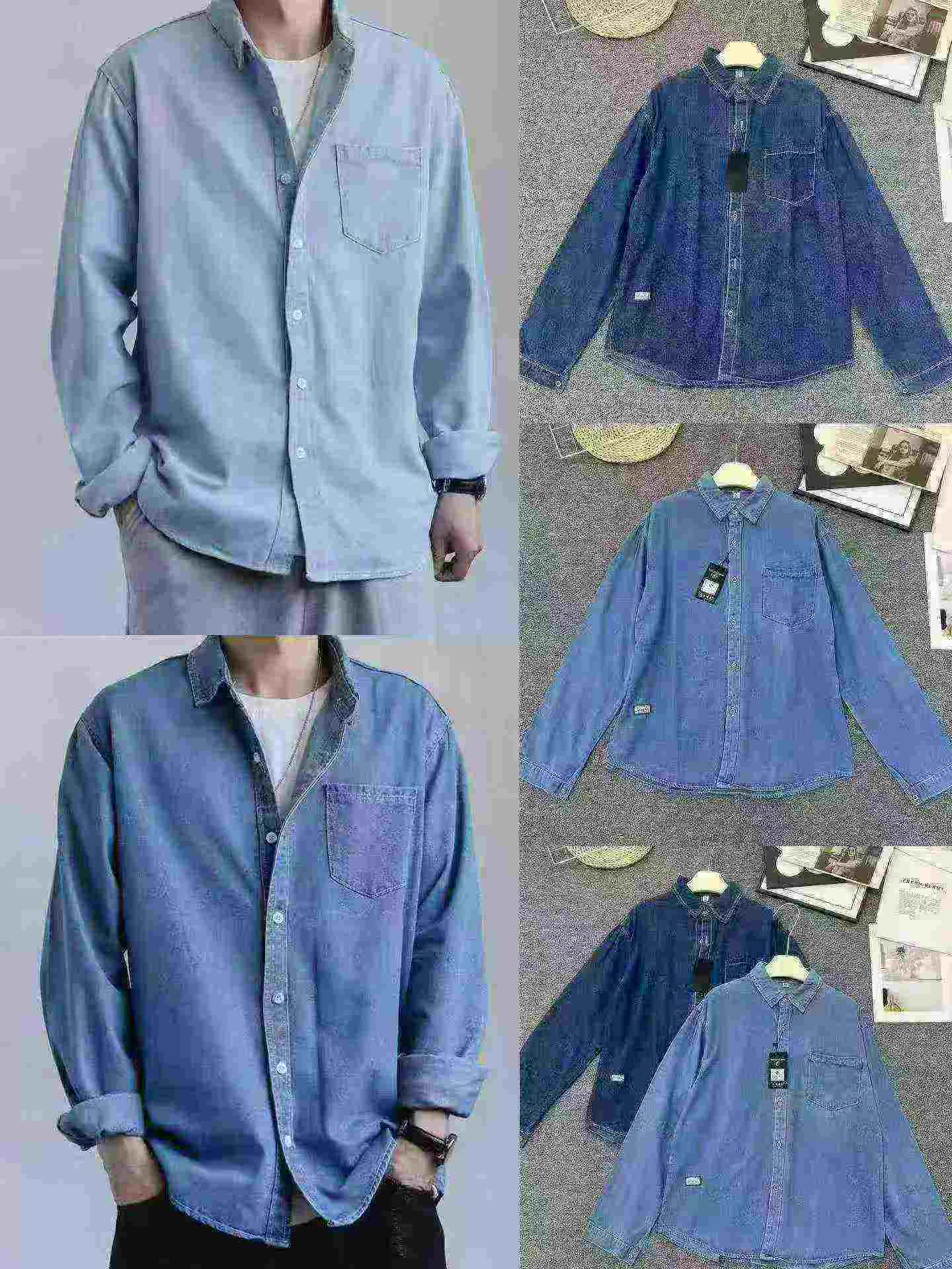 Jaket Kemeja Denim Pria Trendy dari Pabrik Asli, Total 1436 Potong - Image 4
