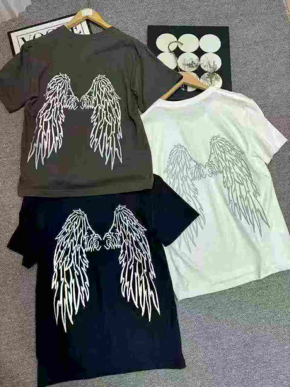 496 Peças de Camisetas de Manga Curta de Algodão com Asas Refletivas para Casais, Homens e Mulheres - Image 5
