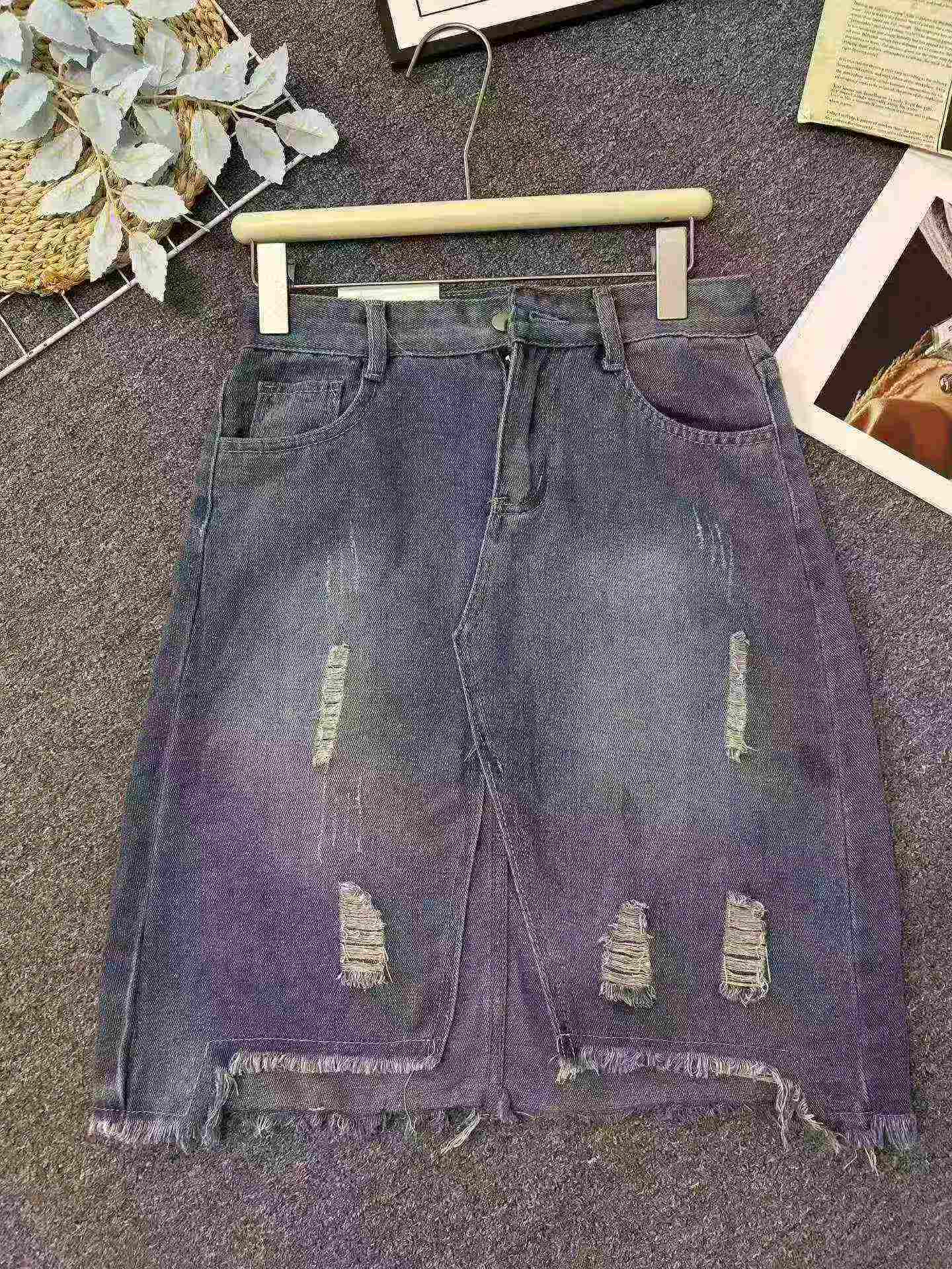 Plus Size Women High Waist Split Denim Midi Skirt 301 Pieces Full Clearance - Image 3