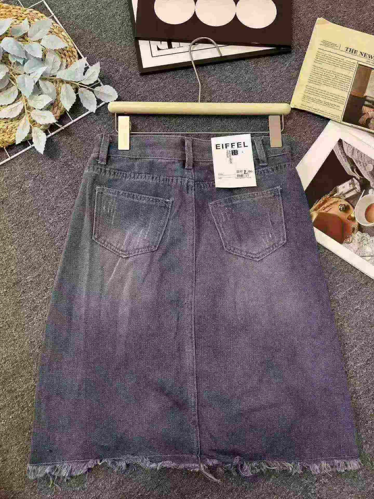 Plus Size Women High Waist Split Denim Midi Skirt 301 Pieces Full Clearance - Image 4