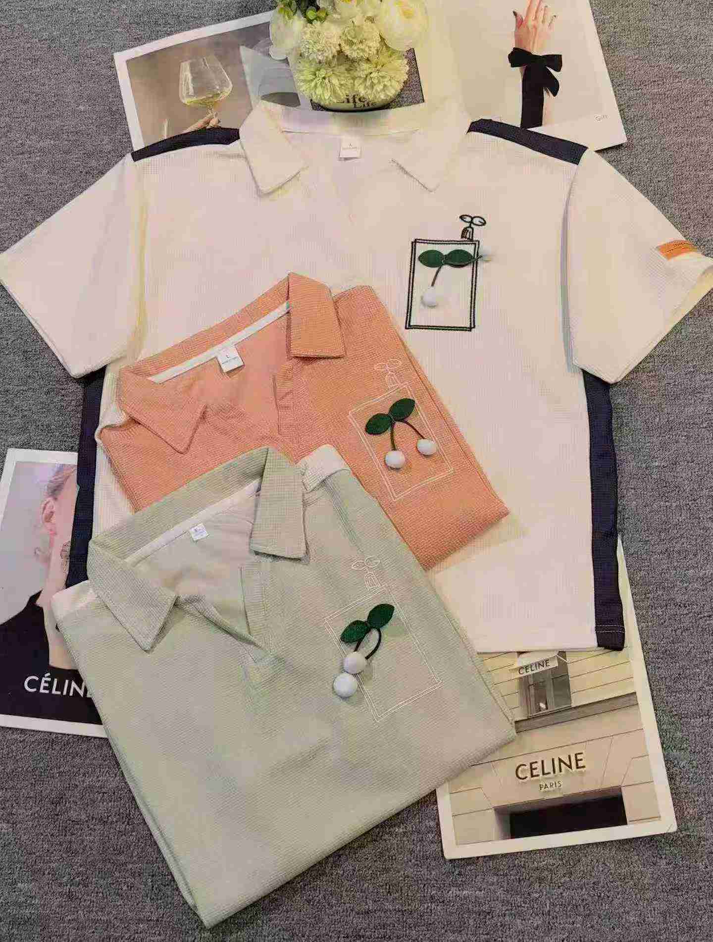 清仓：夏季华夫格宽松多巴胺短袖Polo衫，3色，约320件，尺码M-2XL - Image 2
