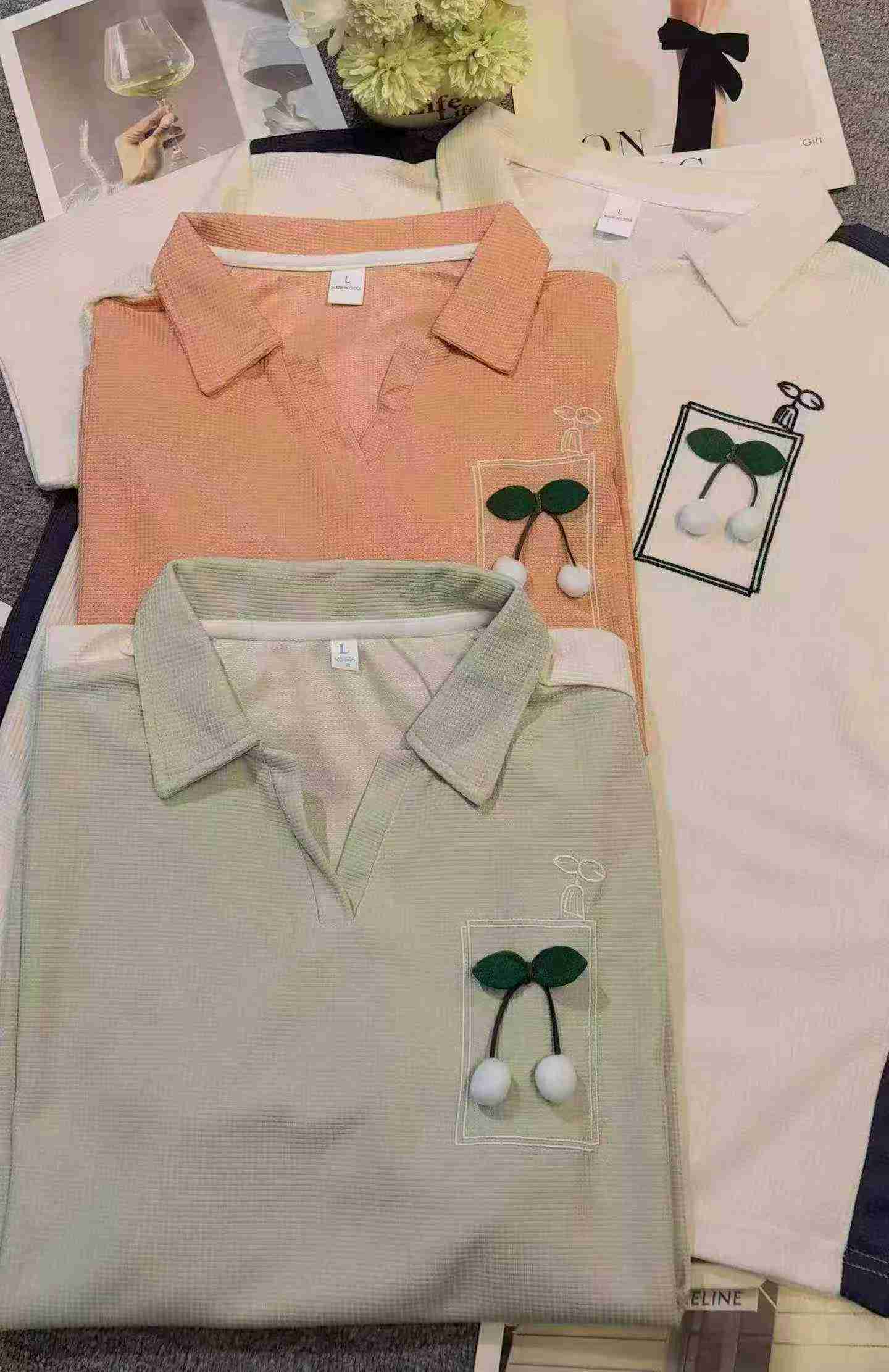 清仓：夏季华夫格宽松多巴胺短袖Polo衫，3色，约320件，尺码M-2XL - Image 3