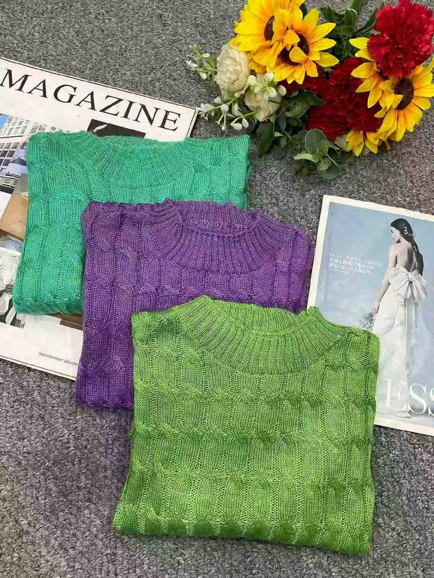 Nuevo suéter de cuello redondo de hilo retorcido con bloques de color para otoño e invierno, aproximadamente 400 piezas - Image 4