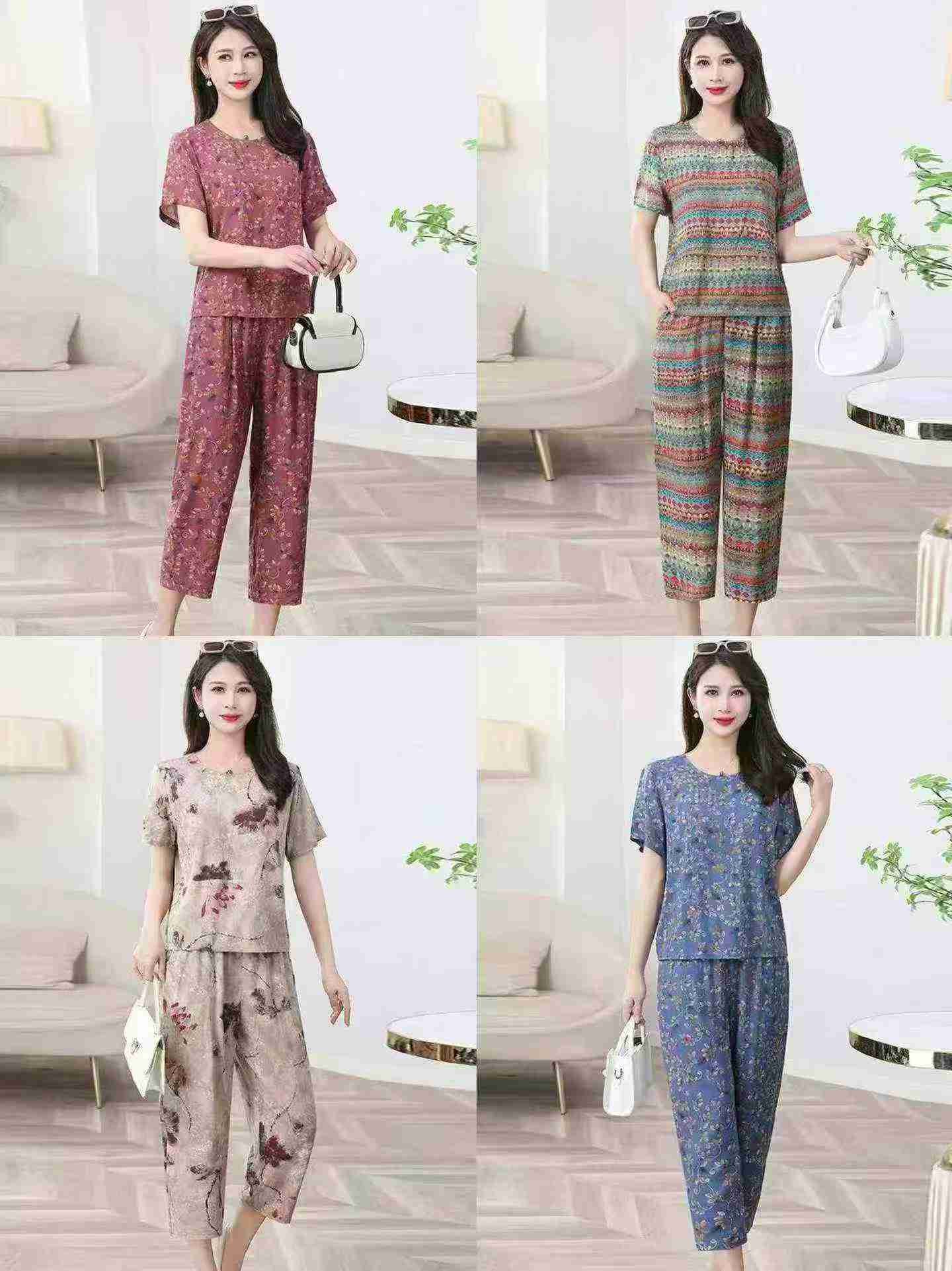 680 Sets Summer Middle-aged Mom Outfit Sets - Image 9
