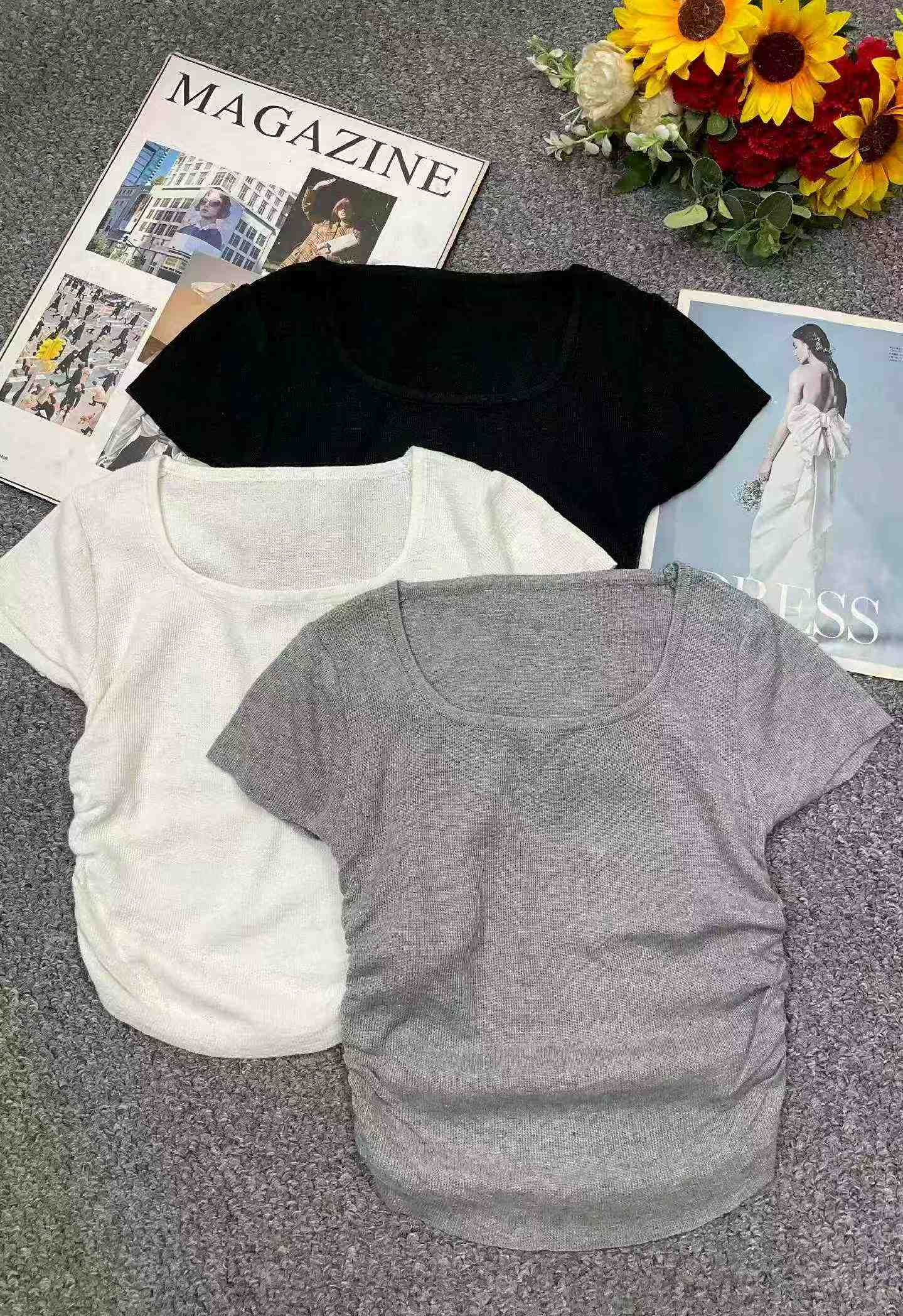 Summer New Solid Waist-slimming Knit T-shirt, 420 Pieces - Image 2
